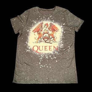 QUEEN Rock Band T-shirt~Classic Crest Logo~Freddy Mercury~Splatter Wash~Size 2XL